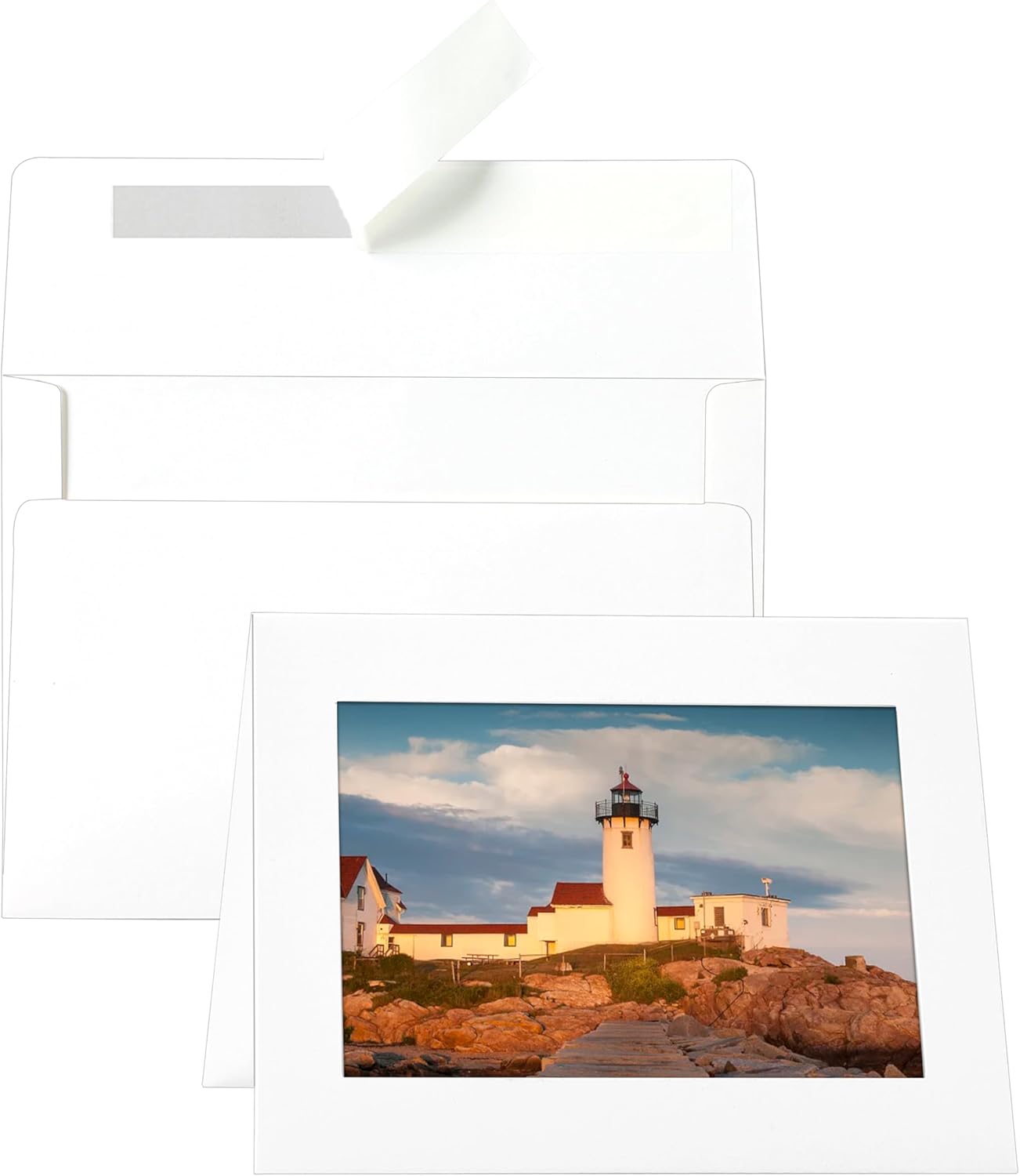 Silunkia 60 Packs White Photo Frame Cards with Envelopes for 5 x 7 Picture, Paper Picture Frames, Photo Folders with Self Seal Envelopes for Classroom DIY Birthday Christmas Wedding Postcards