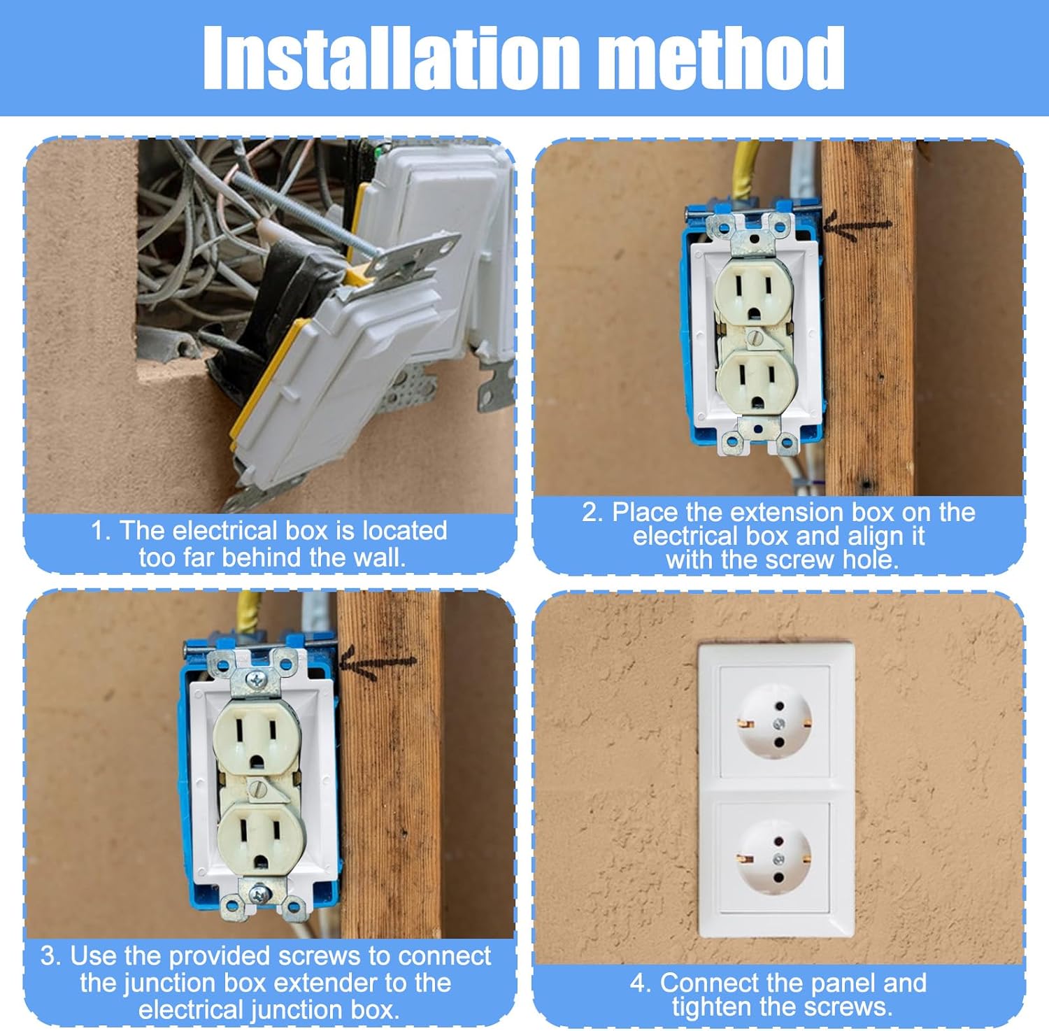 10PCS BE1-2 Electrical Outlet Box Extenders with 20PCS Screws, (1-Gang) Electrical Power Outlet Box Extender,Single Gang Box Extender Electric Box Extender 1 Gang Power Switch Receptacles Accessories - Image 5