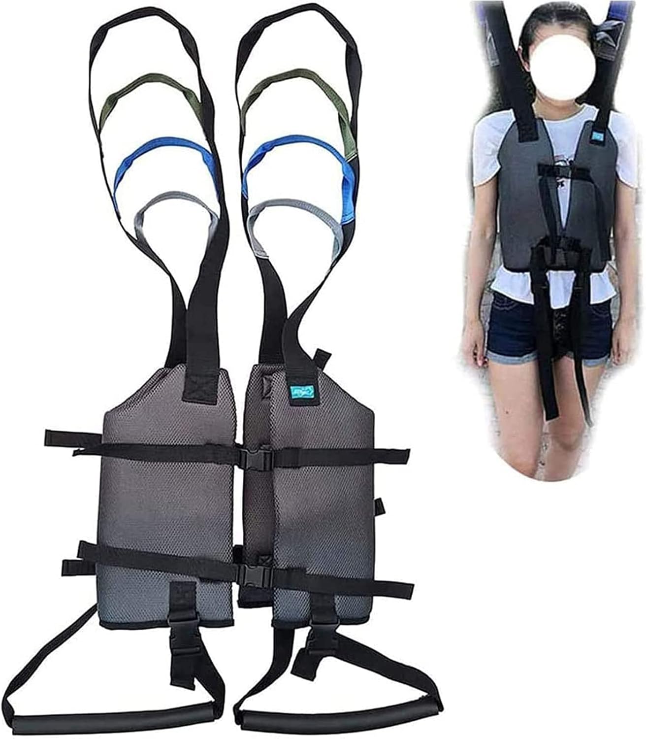 Patient Lift Slings Drive Standing Leg Trainers Exercise Thigh Hip Waist Lumbar Supports Walking Standing Aids Transfer Belt, Rehabilitation Aids for Patients, Gray