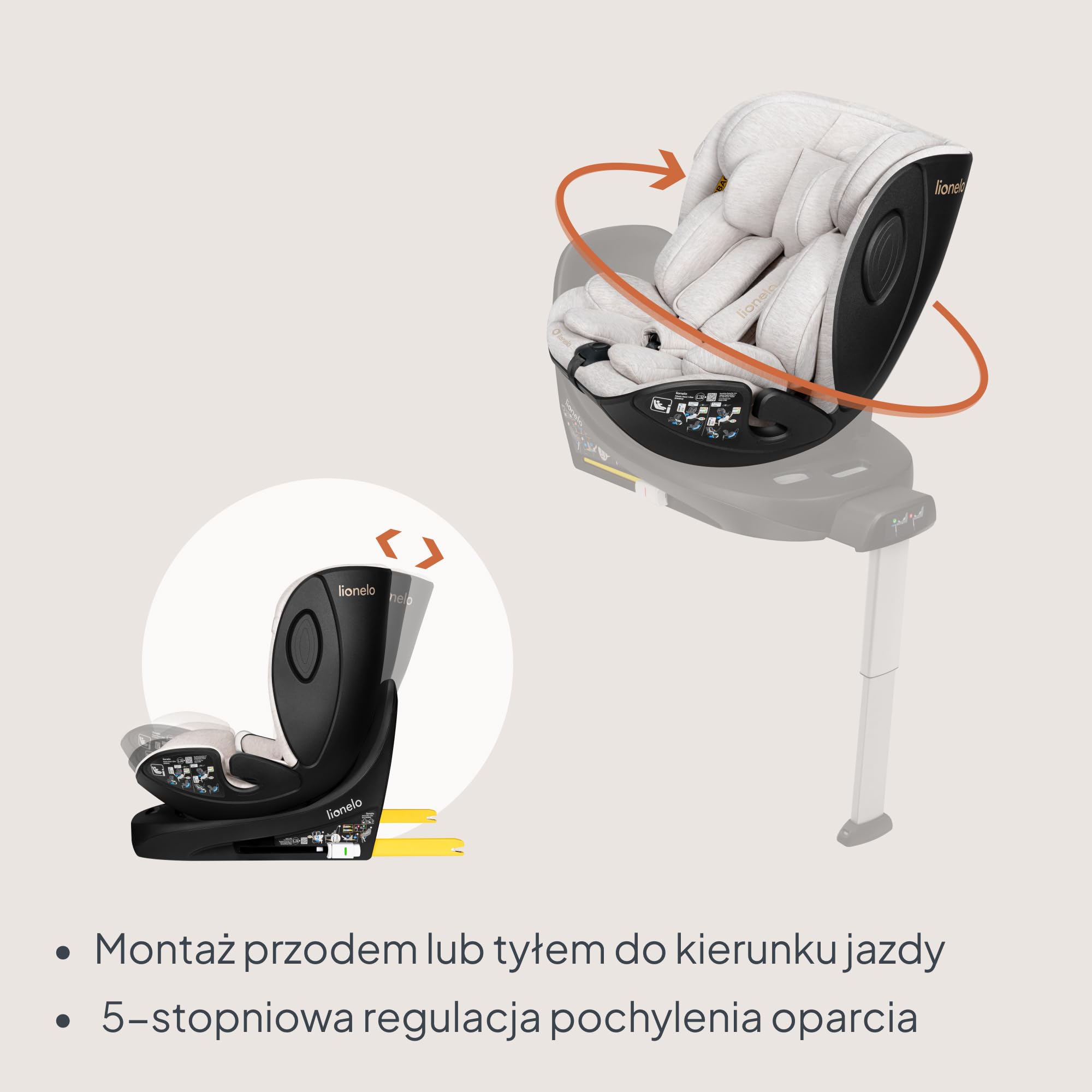 Lionelo Moxie Next i-Size fotelik samochodowy dla dzieci około 0-4 lat 40-105 cm 0-18 kg SIP ochrona boczna, regulacja zagłówka i oparcia, instalacja tylko do przodu i do tyłu z podstawą Moxie Next