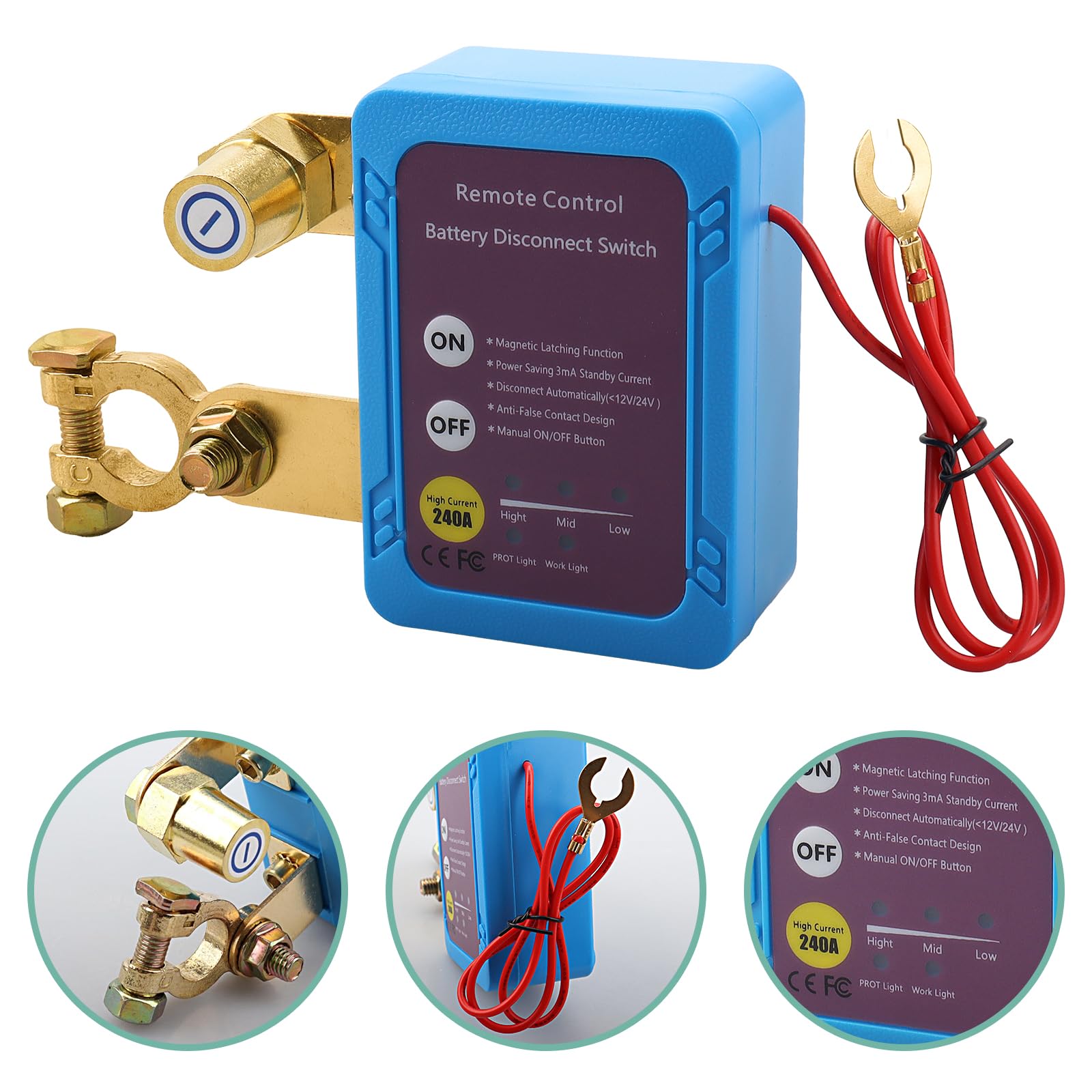 Stacca Batteria 12V per Auto con 2 Telecomando, 12V 240A Sezionatore Auto Remoto Senza Fili, Interruttore di Spegnimento Automatico per Auto, RV, ATV, Camion, Barca