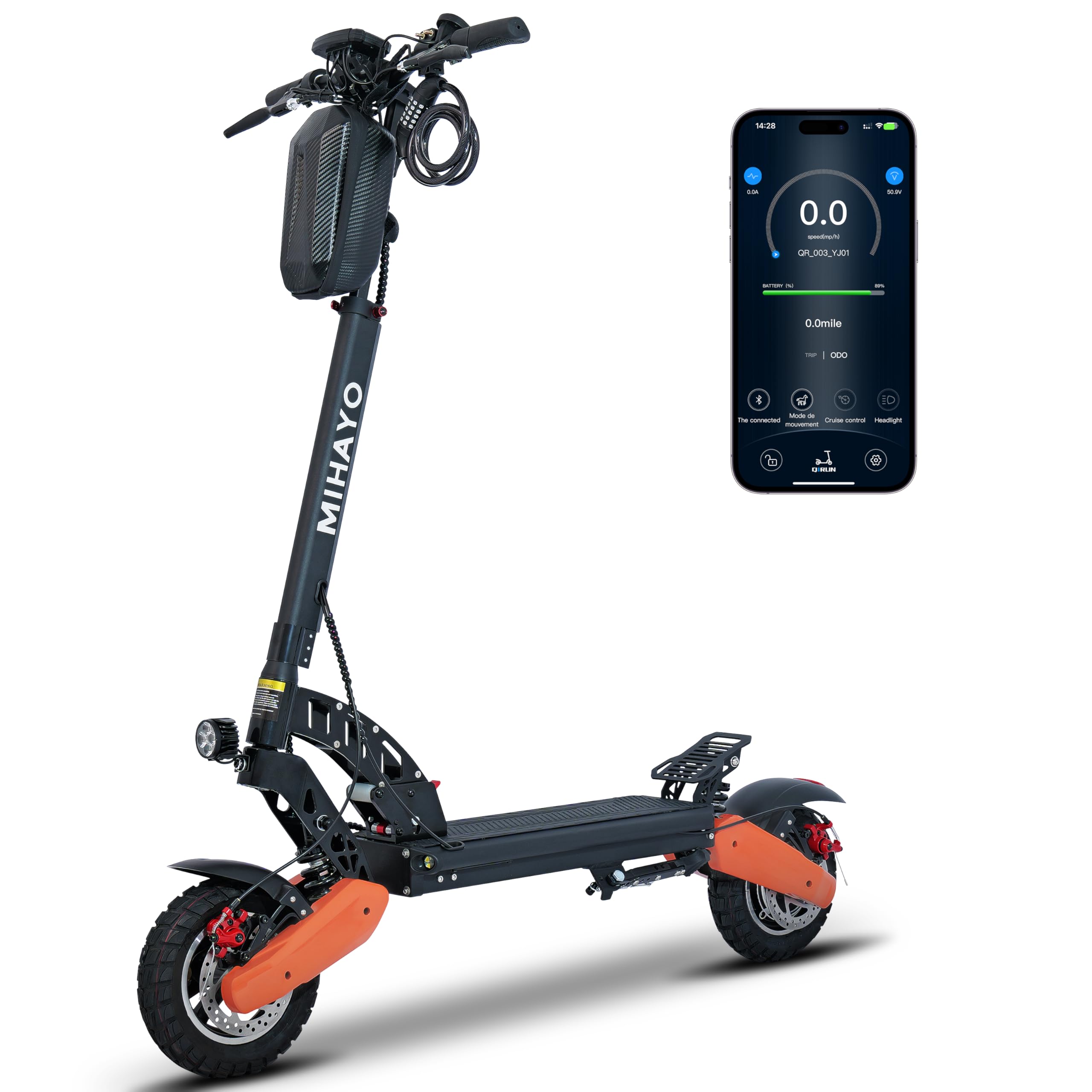 MIHAYO Y01 Electric Scooter 30 Mph Top Speed 34 Miles Max Range 800W Motor with Dual Suspension 10