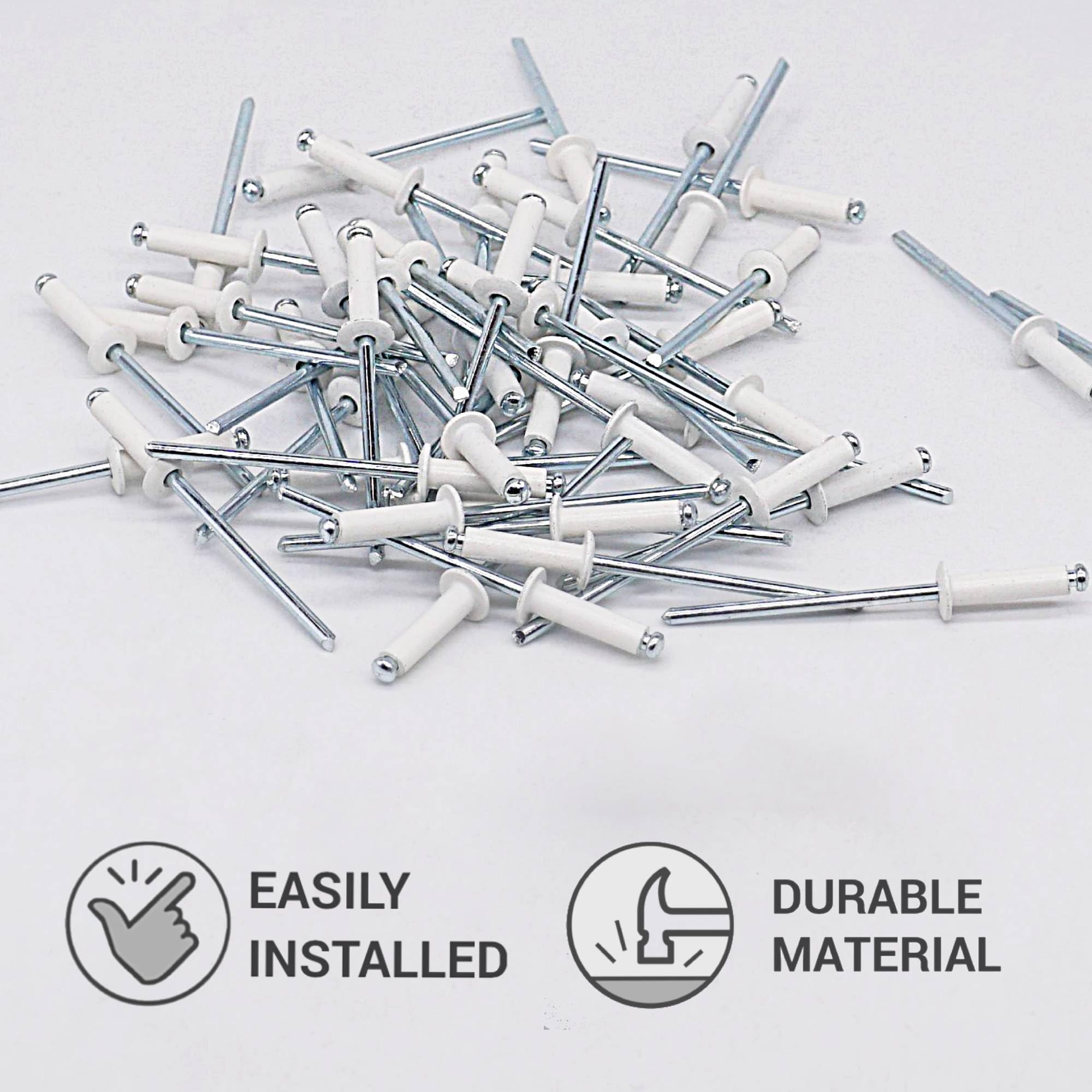 SKIR'CO (100 pcs) Painted Blind Rivets 3.2 x 12 mm, Aluminium Blind Rivets, DIN 7337, Dome Head, Steel Mandrel - Image 3