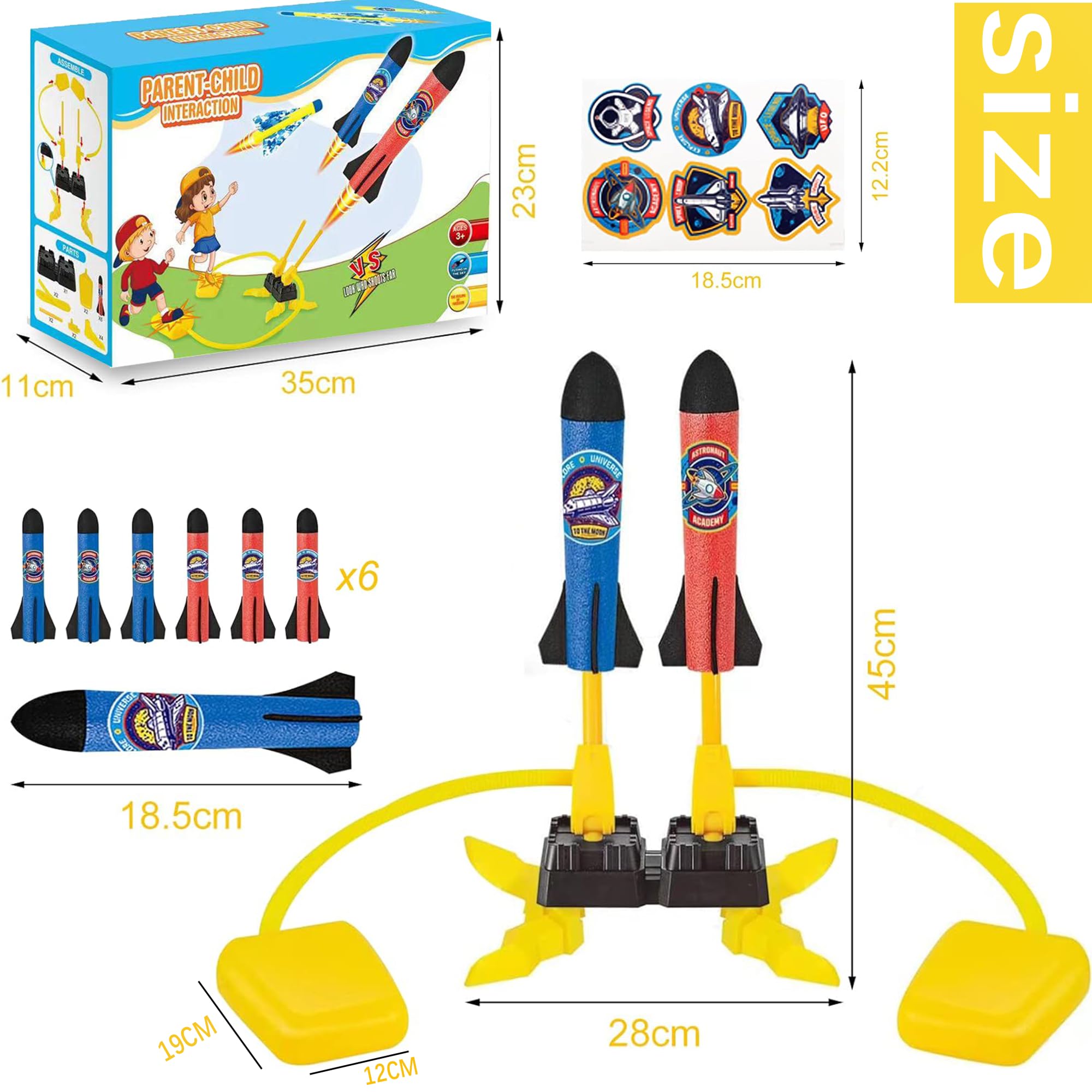 Razzo Spaziale Giocattolo, Lanciarazzi Bambini Gioco a Due Giocatori con 6 Razzi di Schiuma, Lanciarazzi Giocattolo per Giochi Regalo Bambino 4 5 6 7 8 9 10 Anni Maschio