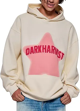 Vamtac Pink Star Hoodie Oversized Graphic Hoodies Unisex Y2K Long Sleeve Pocket Pullover Fall Hoodie 2025 Trendy Tops
