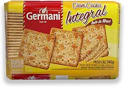 Biscoito Cream Cracker Integral Germani 345G, Germani Alimentos, Biscoito Salgado Integral Cream Cracker, Amarelo, Levinho, Fininho E Crocante, Receita Caseira Desde 1892