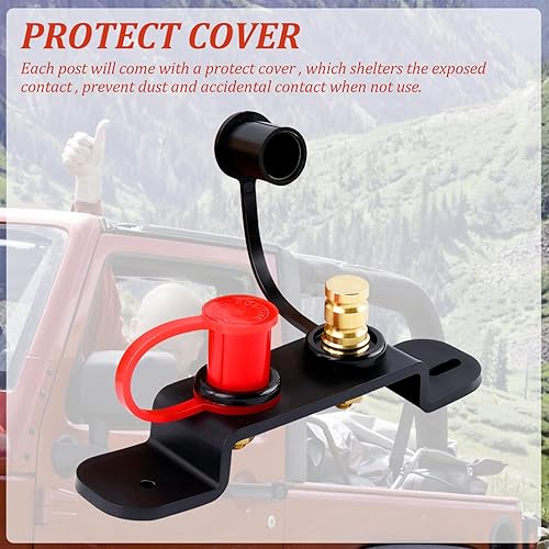 Miniatura 3 de Knoweasy Kit de reubicación de batería de alta resistencia con postes terminales remotos, soporte y cables para automóviles, Can-Am X3, UTV y ATV,