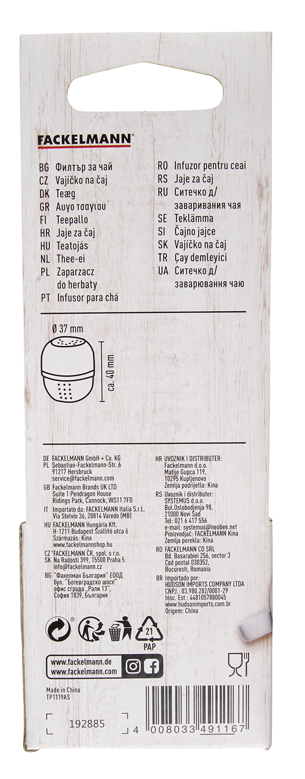 FACKELMANN Infusore Per Tè In Acciaio Inox - Design A Cilindro, Facile Da Usare E Lavabile In Lavastoviglie - Foto 9