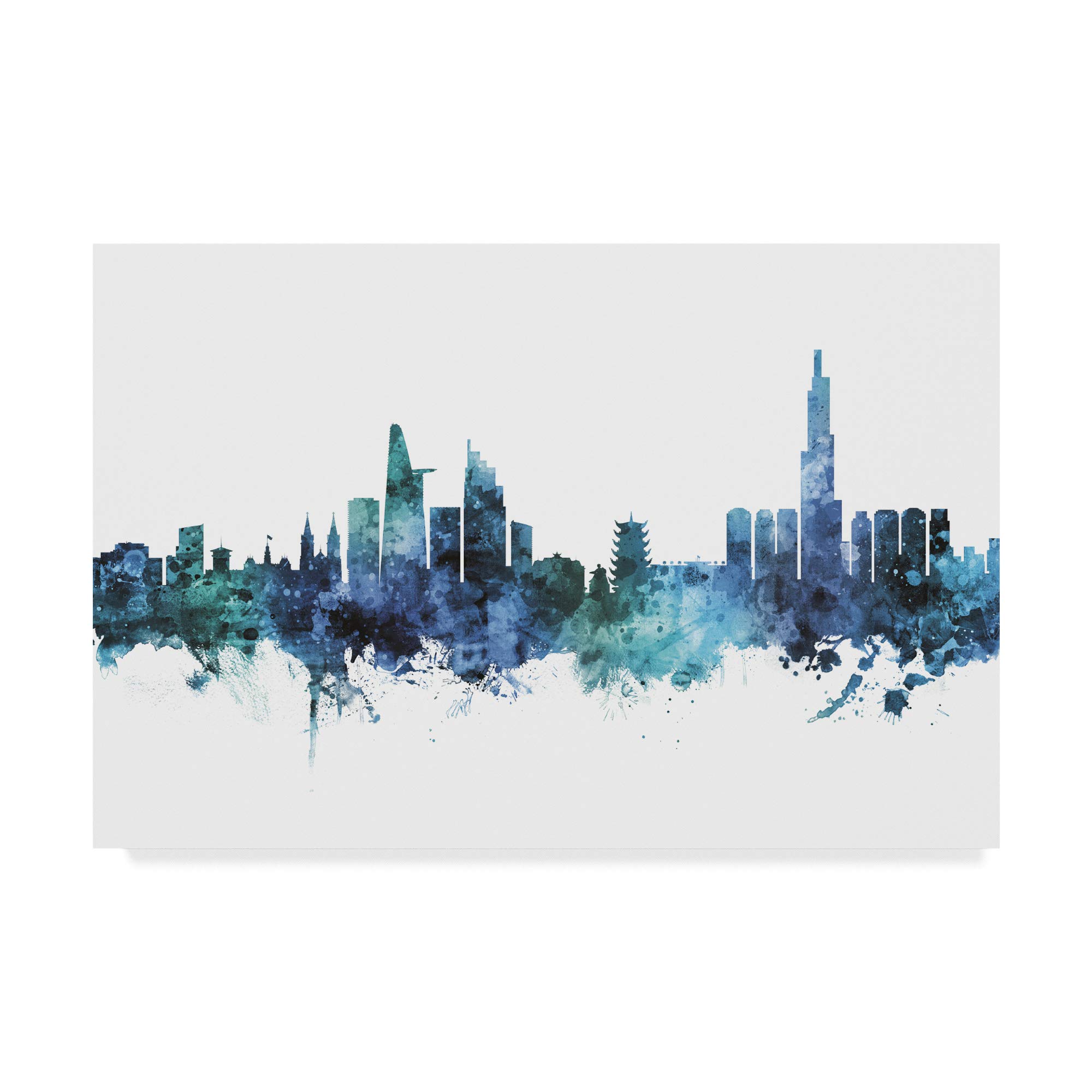 Trademark Fine ArtHo Chi Minh City Vietnam Skyline Blue by Michael Tompsett, 16x24