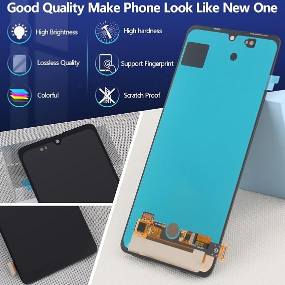 OLED Screen for Samsung Galaxy A71 Screen Replacement for Samsung A71 A715 A715F SM-A715F/DS SM-A715F/DSN A715FD LCD Display with Touch Screen Digitizer Assembly with Fingerprint Sensor 6.7(Black)