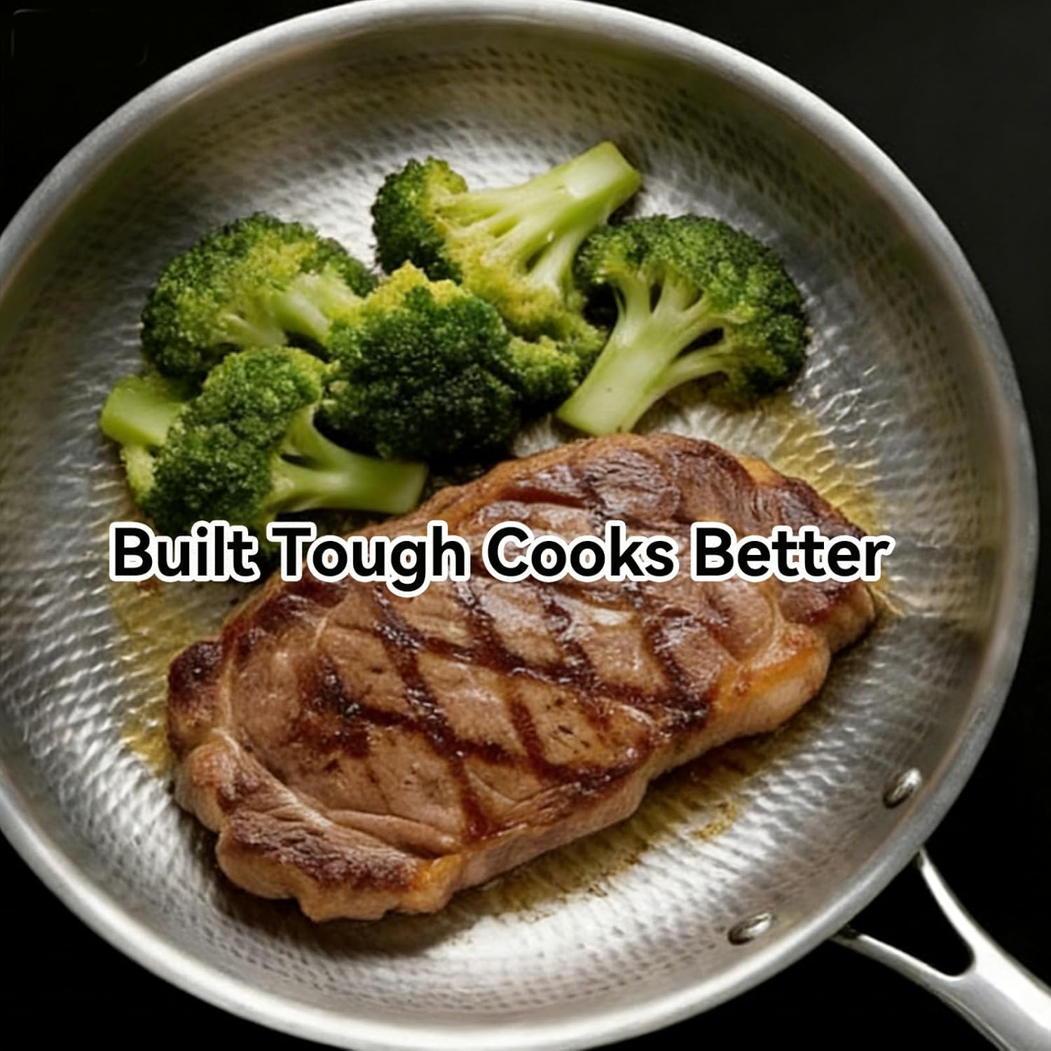 Titanium Pan Pro, Upgrade Non Stick No Coating Pure Titanium Hammered Frying Pans for Cooking, Ultra-Durable, Scratch-Resistant, PFOA Free Cookware, Safe for Oven, Induction & Cooktops,With li