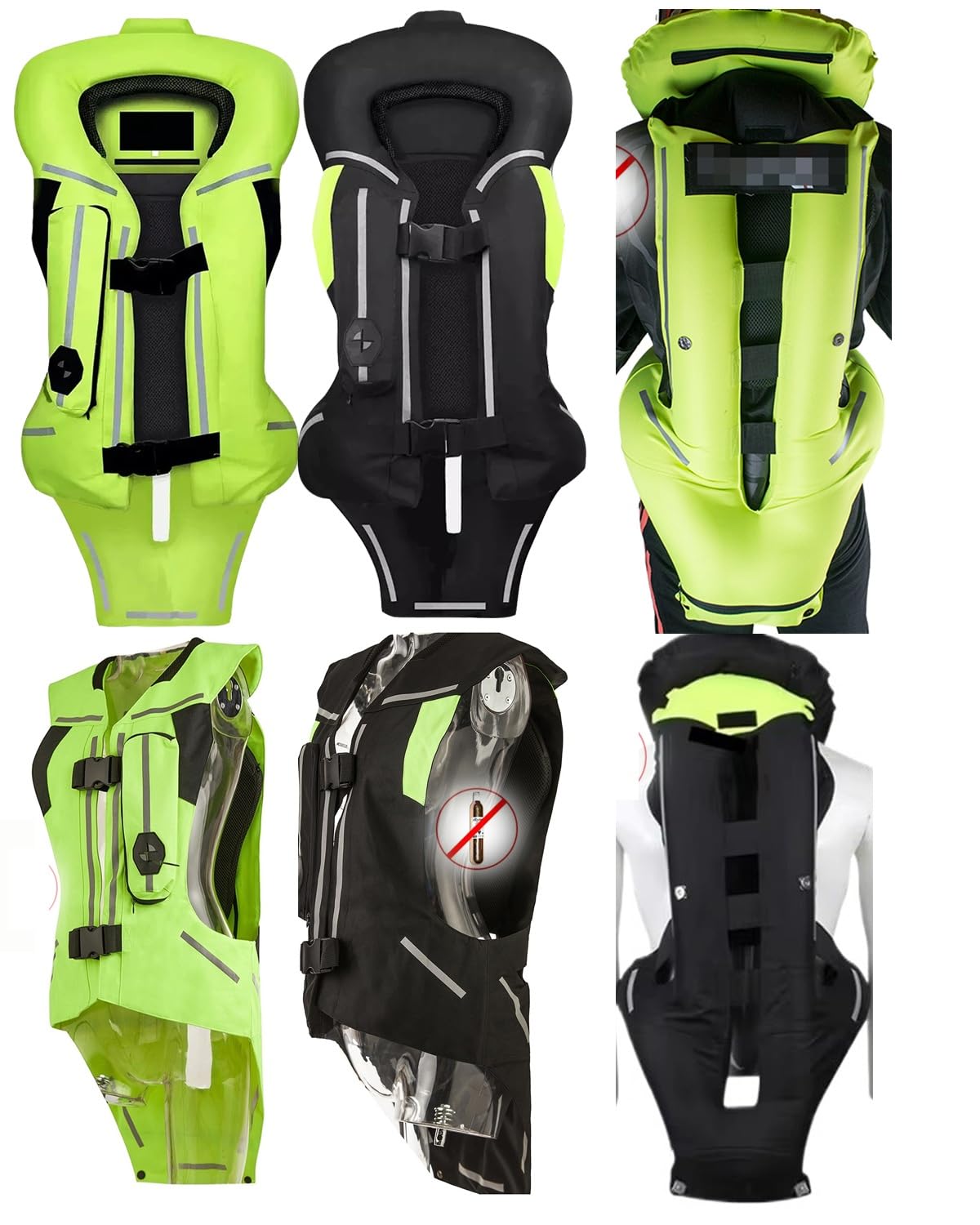 Gilet Airbag Moto Toutes Saisons Avec Airbag Coccyx/cou/corps Déclencheur 0,03S Protection Dorsale Amovible