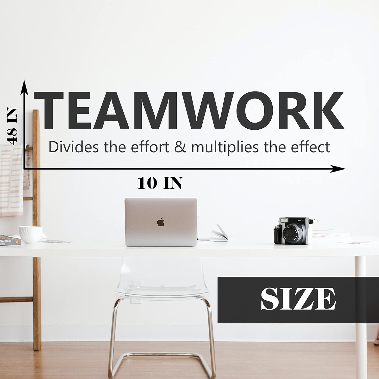 Motivational and Inspirational Office Wall Decal Sticker Vinyl Quotes for Business Teamwork Words and Saying Positive Decoration (Teamwork Divides The Effort & multiplies The Effect)