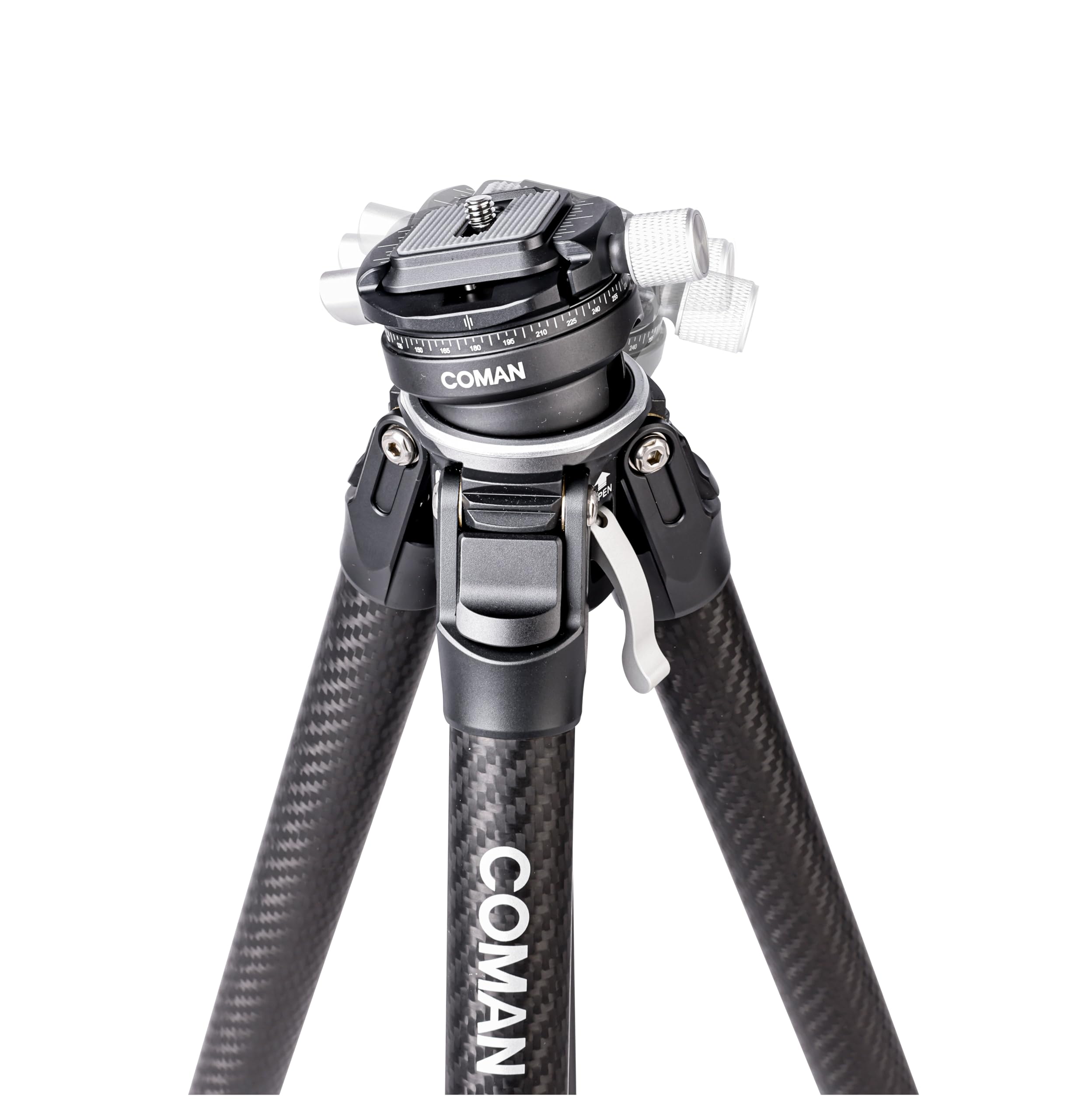 Treppiede per fotocamera, COMAN Zero Y in fibra di carbonio con testa a sfera panoramica a 360° e treppiede video per tutte le fotocamere DSRL, treppiede leggero a colonna centrale fino a 18 kg