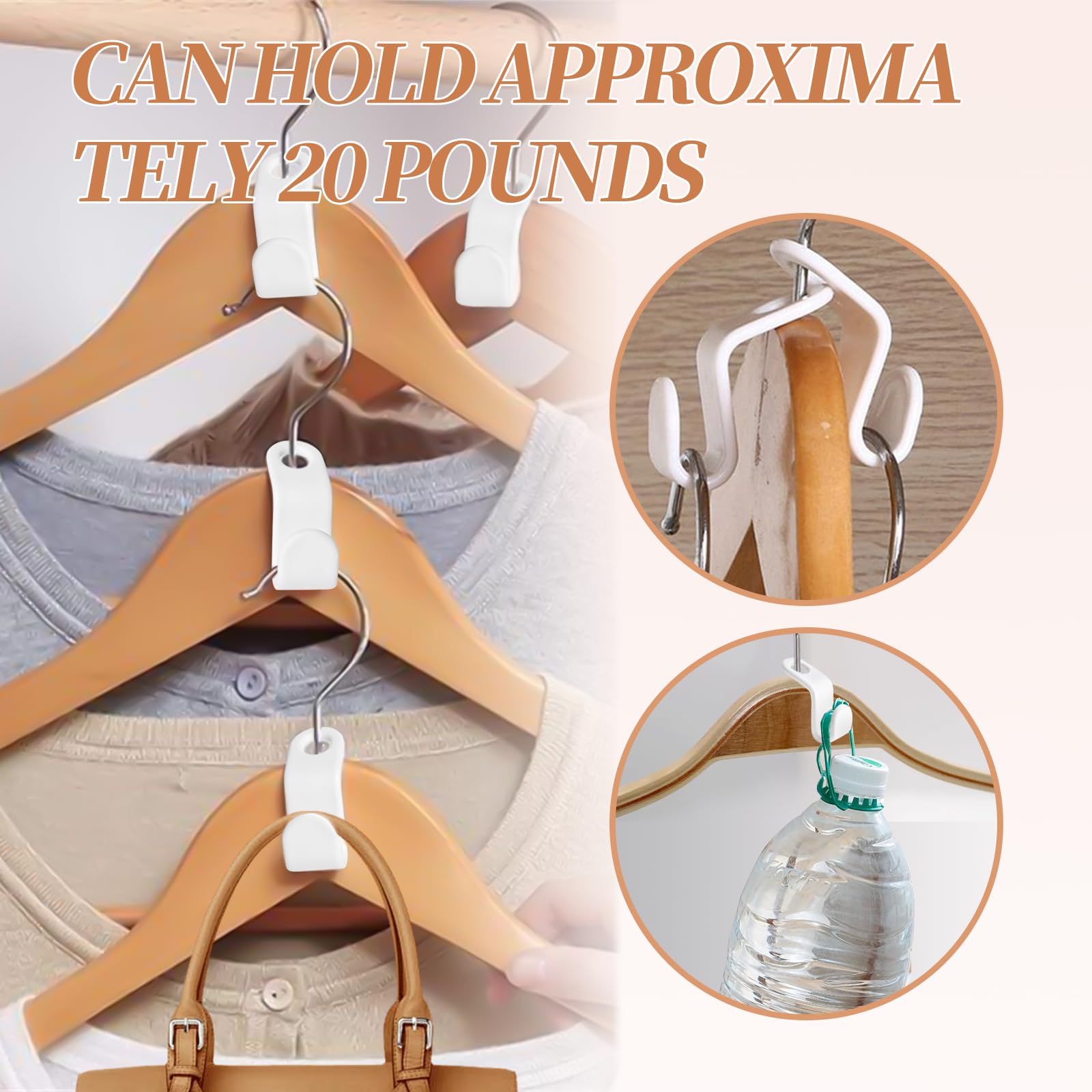 50 Ganci Connettori Per Appendiabiti - Salvaspazio Armadio In Plastica Bianca - Foto 6