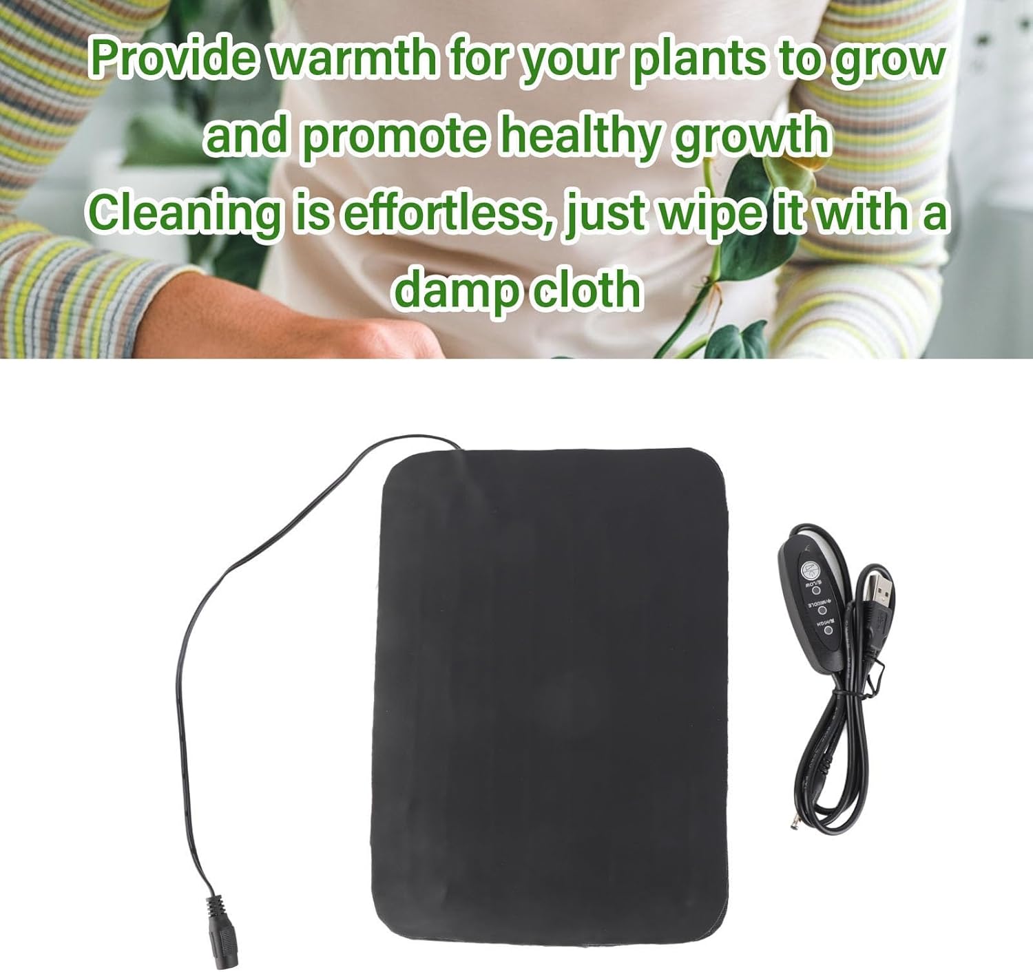 Seedling Heat Mat Seedling Heat Mat 3 Gear Temperature Adjustment PU Leather Hydroponic Plant Heating Pad for Indoor Gardening Heat Mat for Plants(15x22cm)