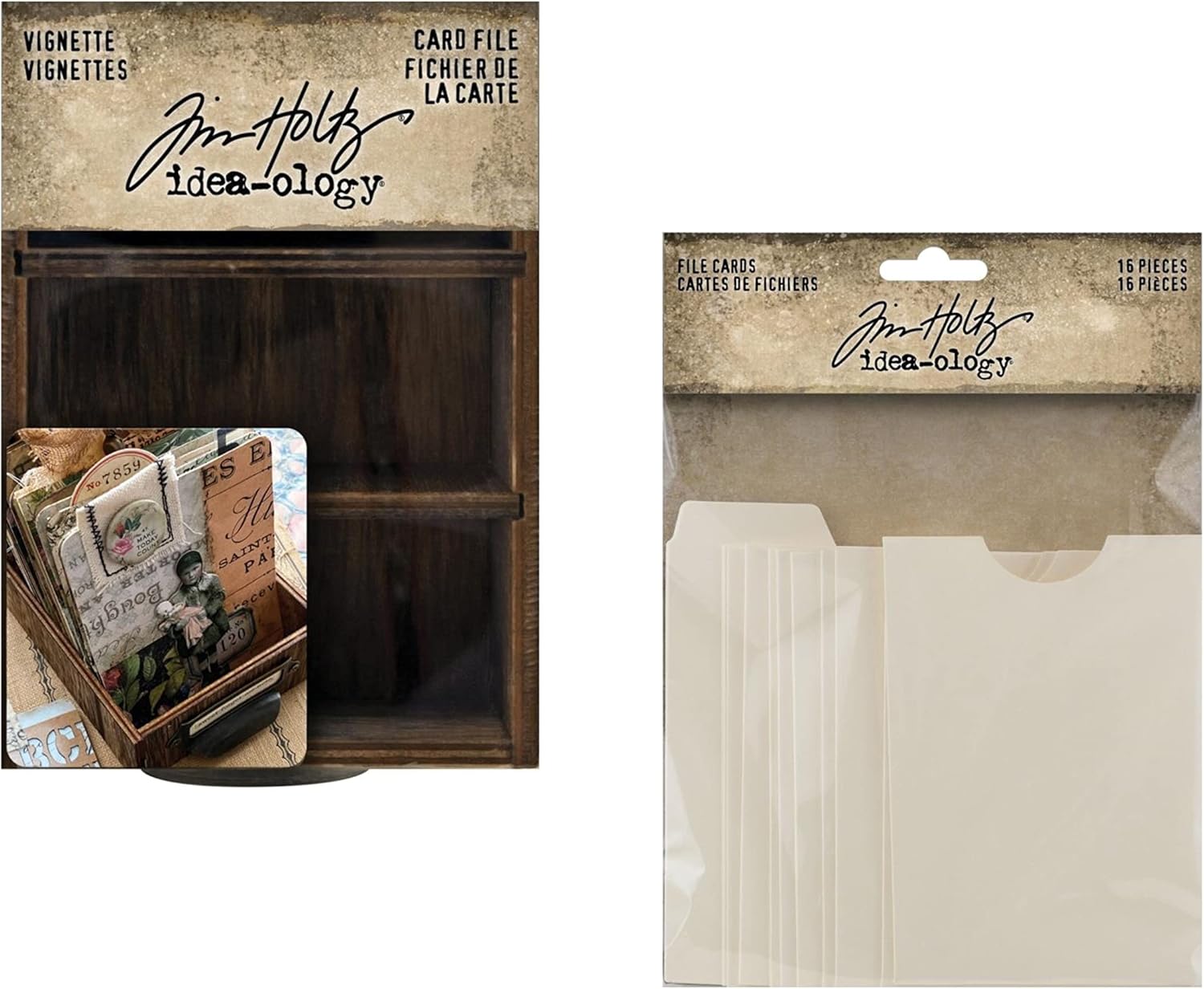 Tim Holtz Idea-Ology 2022 Vignette Card File and File Cards, Bundle of 2 Items (TH94243, TH94223)