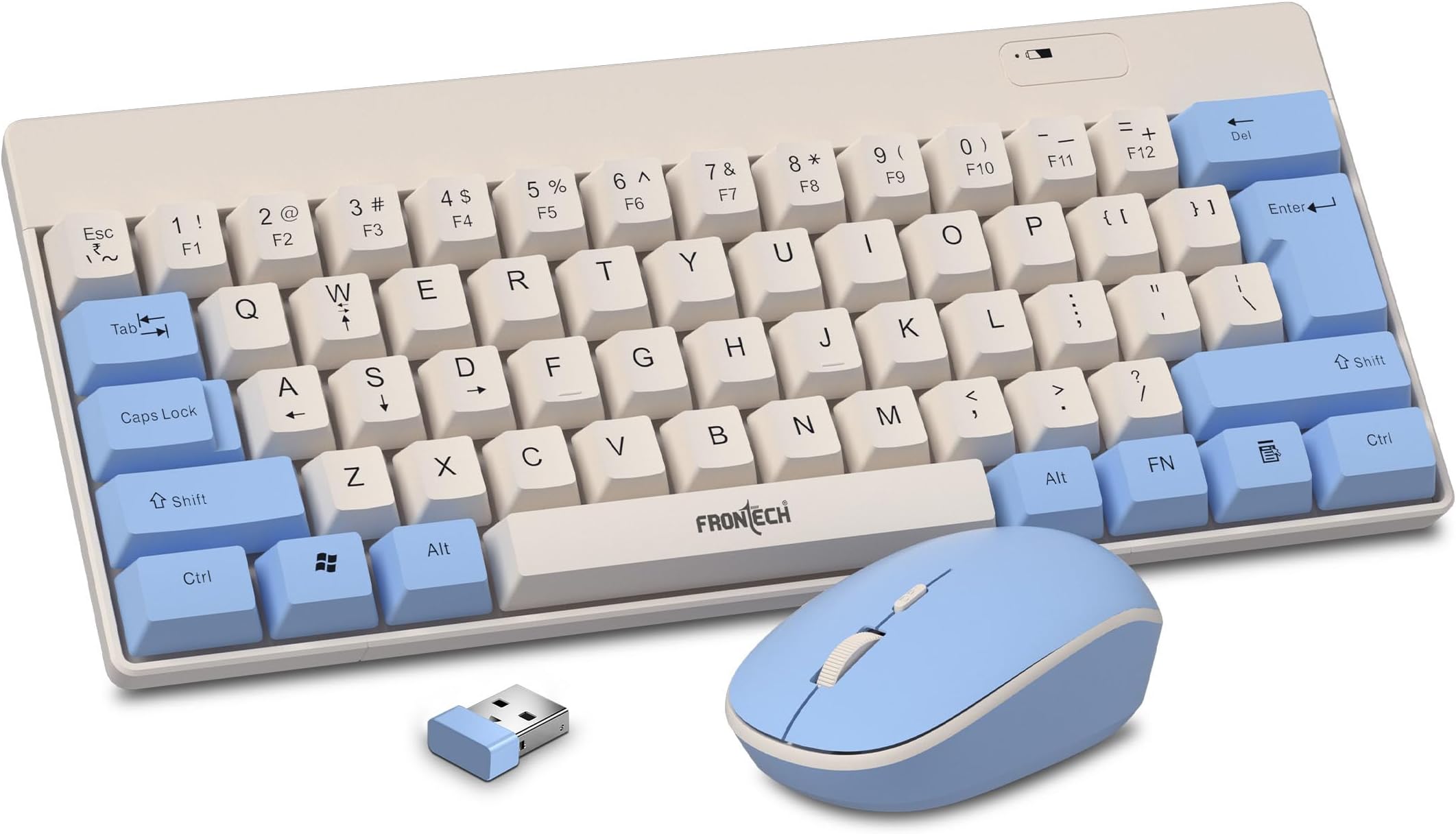 Wireless Keyboard and Mouse Combo | 2.4GHz | 61-Key Compact Layout | 1600 DPI Optical Mouse | 1-Year Warranty (KB-0032BLU)