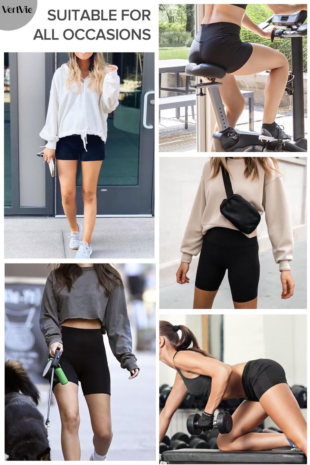 Vertvie Pantalones Leggings Cortos Deportivos para Mujer Pantalones Cortos Cintura Alta con Bolsillos Pantalones Cortos para Fitness Yoga Correr Secado Rápido
