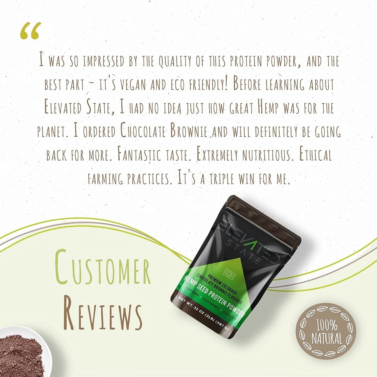 Elevated State Hemp Protein Powder - Plant Based Protein - Colorado/USA Locally Sourced - Vegan Protein Shake Benefits > Paleo - Soy Free - Dairy Free - Sustainable : Health & Household