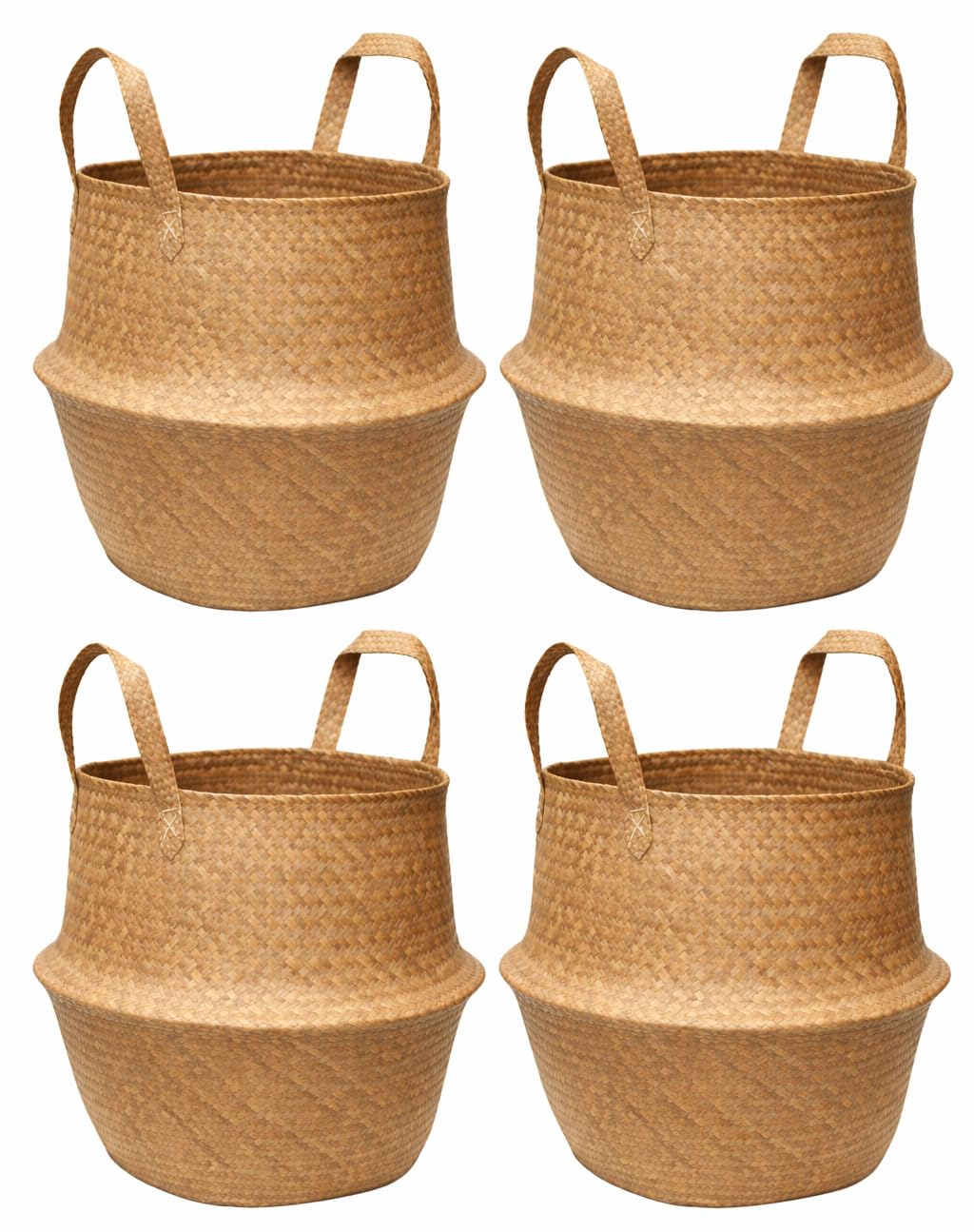 Muddy Hands Natural/Beige Seagrass Belly Basket With Handles - 30Cm Diameter X 34.5Cm Height - Woven Storage Basket For Plants, Laundry & Home Decor (4)