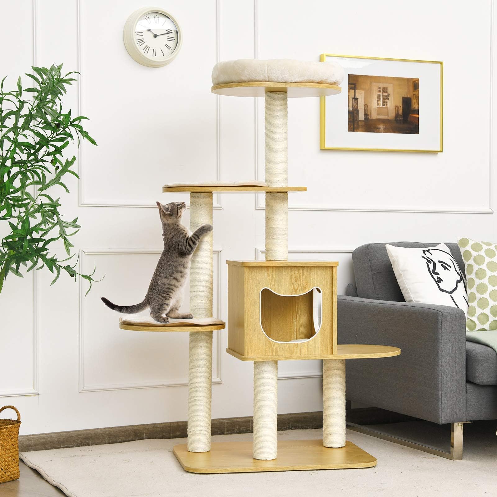 Vesper Cat Tree, High Base, Walnut, 52045 Pet Supplies
