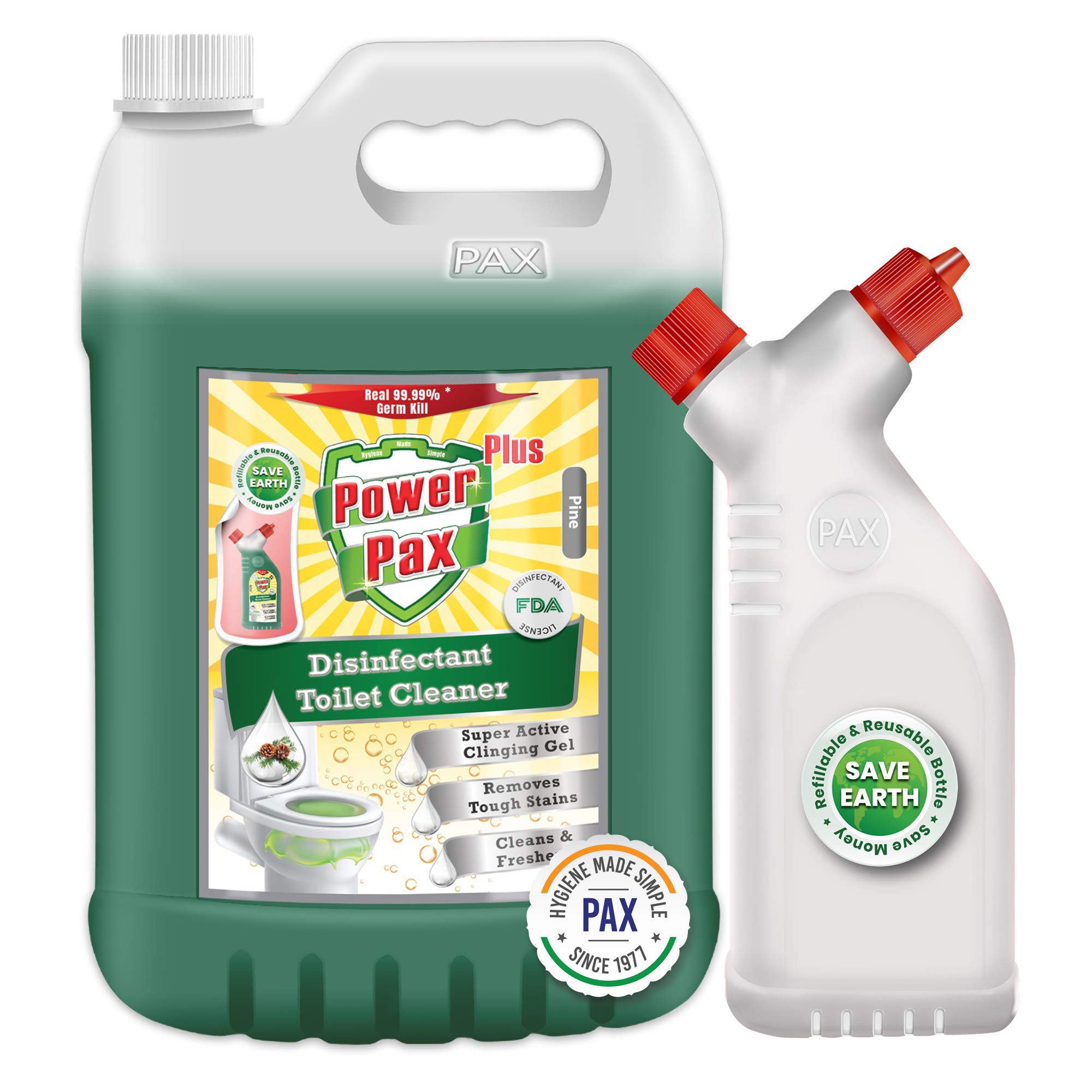 Buy PAXCHEM PowerPax Plus Mild & Safe Disinfectant Toilet & Urinal Cleaner (Pine) 5L Combo with