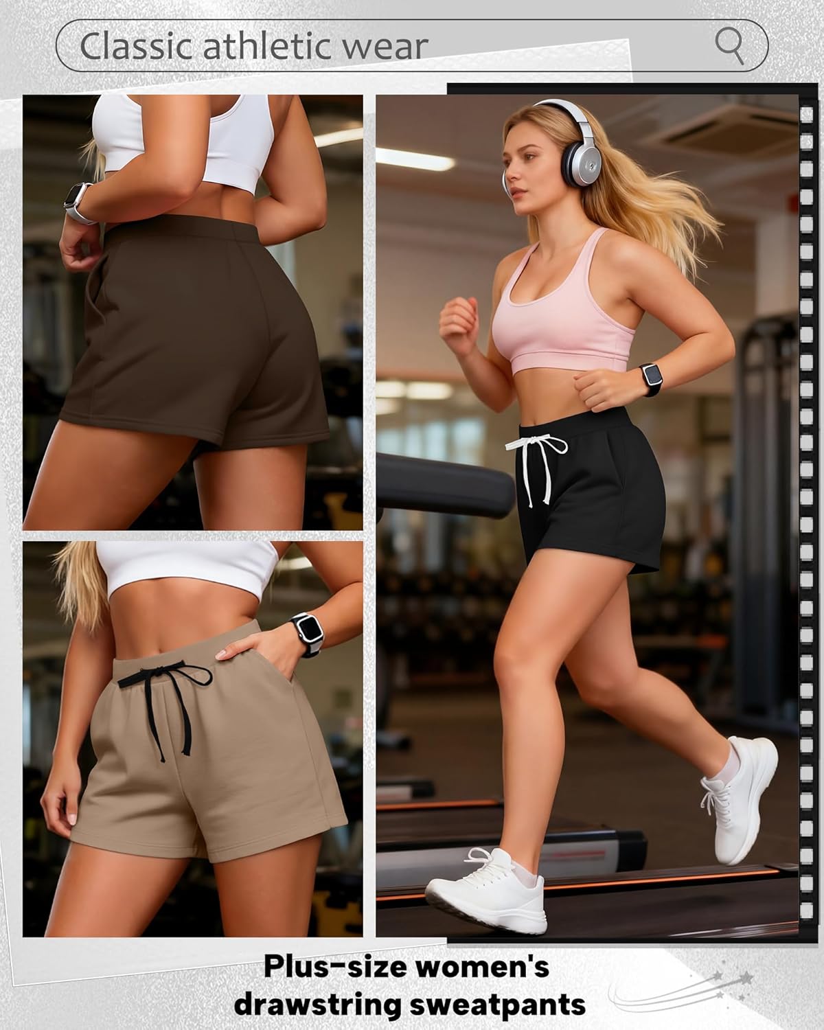 Neer 3 Pack Plus Size Shorts for Curvy Women Wide Leg Elastic Drawstring SweatShorts Casual Knit Lounge Summer Shorts - Image 2