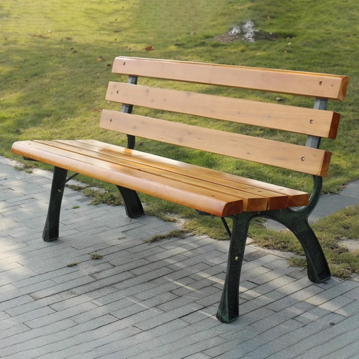 Park Bench, Garden Bench, Patio Outdoor Garden Bench, Seater Garden Bench, Slatted Seat for Yard, Balcony, Porch, Poolside, Garden Welcome Bench(with backrest,150cm/59in)