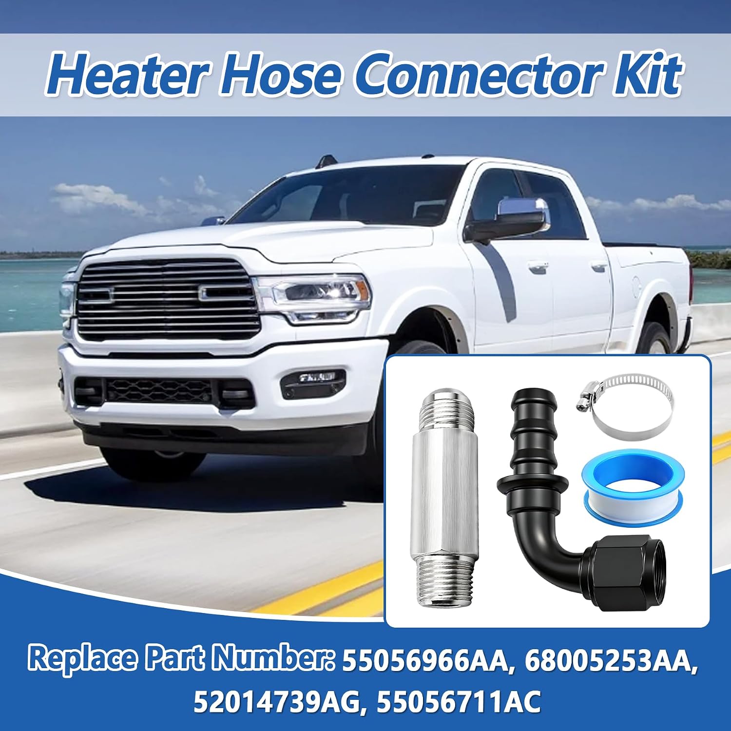 Heater Hose Connector Kit Fit for Dodge Ram 2500 3500 4000 4500 5500 2007.5-2024 6.7L Cummins Replace 55056966AA 68005253AA 52014739AG 55056711AC
