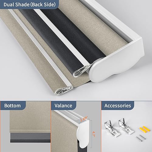 Vista 24 de Persiana enrollable doble día y noche persianas de ventana dobles Blackout y filtrado de luz Tela personalizada de tamaño personalizado Tela
