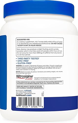Vista 24 de Nutricost Polvo complejo pre-entrenamiento (30 porciones, frambuesa azul) - Suplemento pre-entrenamiento con beta-alanina, taurina y aminoácidos