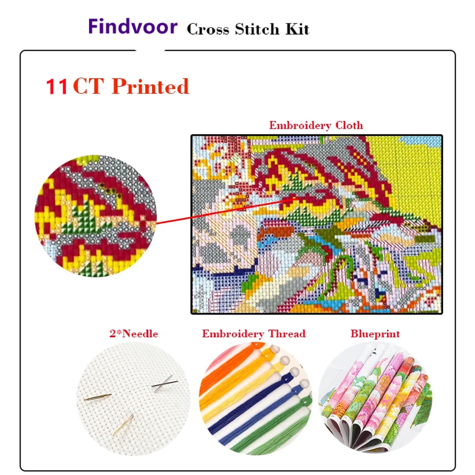 Hopeart Kits de punto de cruz estampado para principiantes, kits de bordado para principiantes y adultos, bricolaje de 11 quilates, kits de punto de cruz, kits de punto de cruz, kits de punto de cruz
