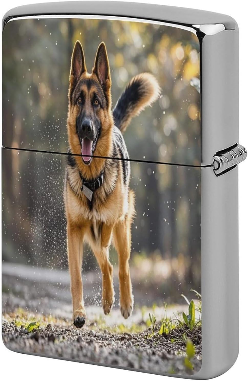 Lighter Case Compatible with Zippo Shell Only,Running German Shepherd Dogprinted Metal Lighter Cover No Insert for Zippo Double Sided Pattern Design