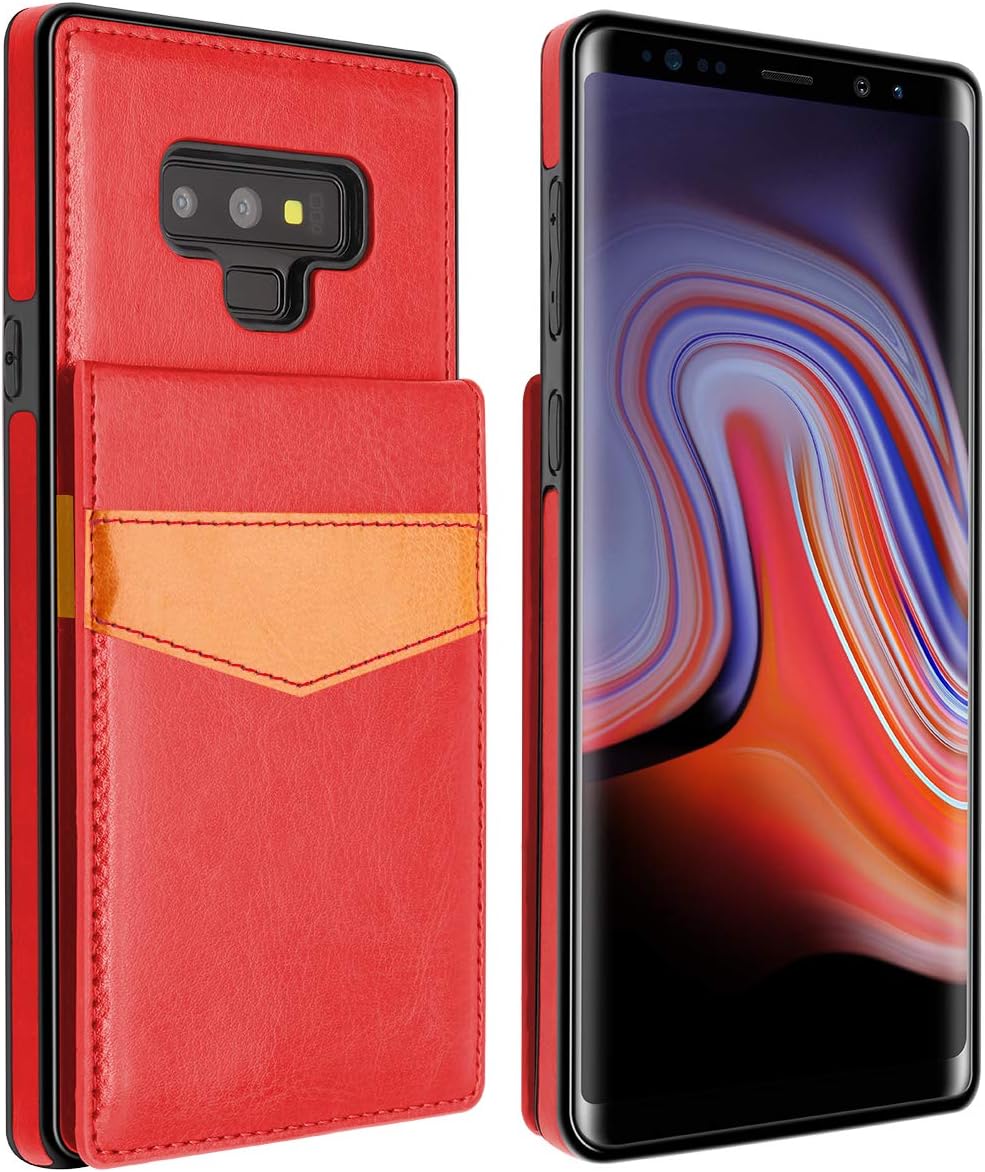 LakiBeibi Galaxy Note 9 Case, Premium Leather Anti-Scratch Galaxy Note 9 Wallet Case with Credit Card Slots Folio Flip Shockproof Protective Cover for Samsung Galaxy Note 9 (2018) - Red