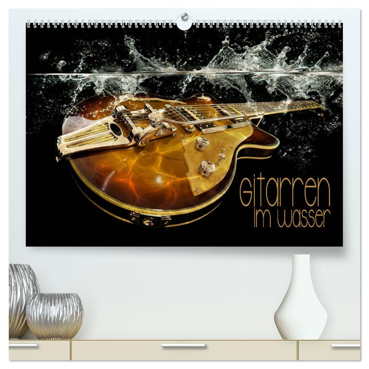Gitarren im Wasser (hochwertiger Premium Wandkalender 2026 DIN A2 quer), Kunstdruck in Hochglanz: Fantastische, einzigartige Bilder von Gitarren im und unter Wasser (CALVENDO Kunst)