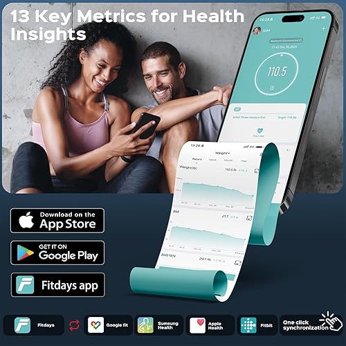 Miniatura 7 de Báscula de peso inteligente con masa muscular de grasa corporal IMC, báscula de electrodo en forma de X actualizada para peso corporal y porcentaje