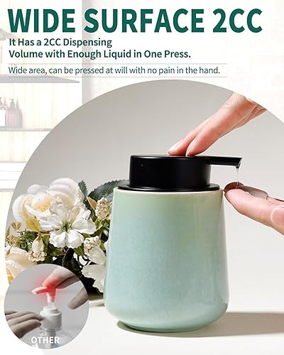 Miniatura 2 de BosilunLife Dispensador de jabón de manos Dispensador de jabón de cerámica para platos para baño, dispensador de jabón líquido recargable de 12