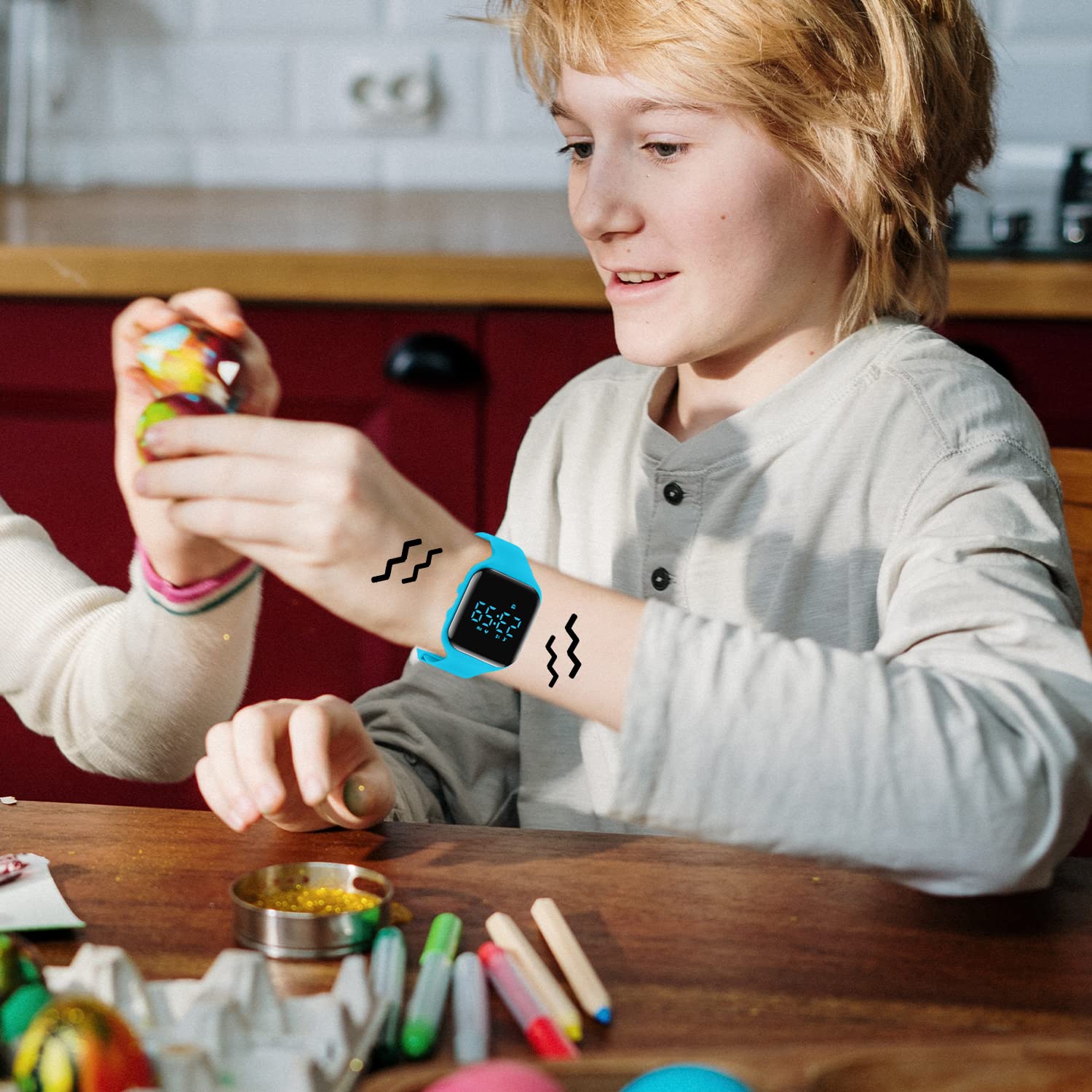 NN BEN NEVIS Reloj digital para niños y niñas, reloj deportivo con rastreador de fitness, reloj despertador, cronómetro, sin aplicación y resistente al agua, reloj para niños de 5 a 12 años,