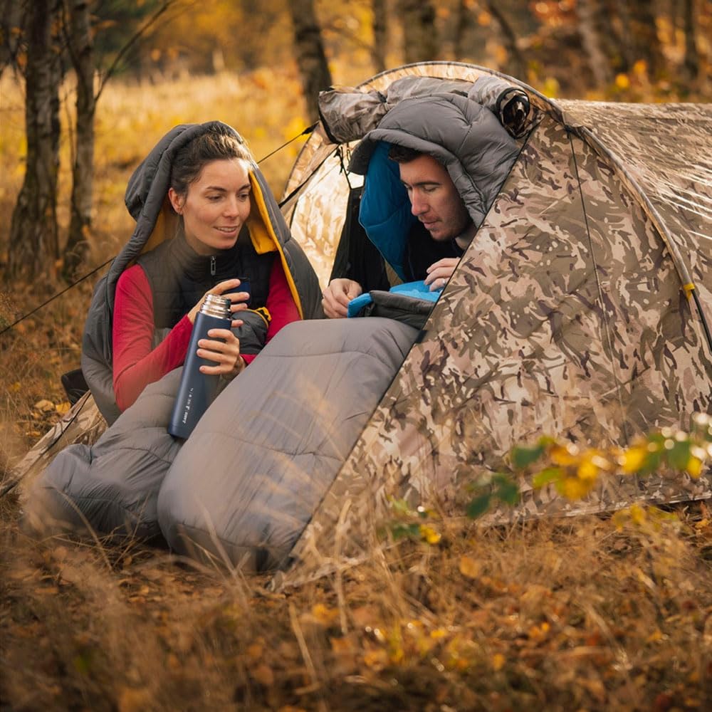 Yate Mons XXL 4 Jahreszeiten Schlafsack für Erwachsene bis Minus 24 °C 7 Kammer Hohlfaser leicht wasserabweisend 230x80 cm Winterschlafsack Partnerschlafsack Mumienschlafsack