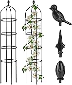 Garden Obelisk Trellis for Climbing Plants Outdoor 6 Ft Rose Bush Round Trellis for Pots Rustproof Metal Plant Flower Trellises for Clematis Vine Jasmine Support Outdoor Indoor