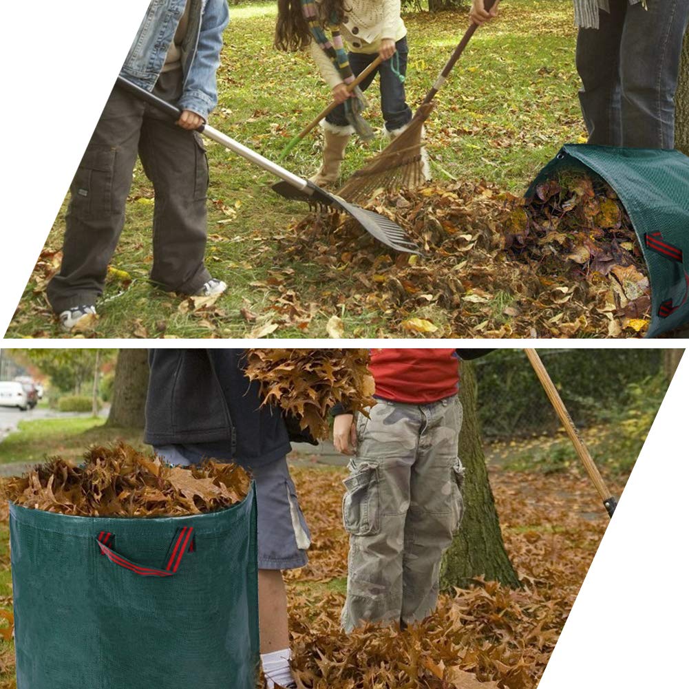 Greensen 4er Set Gartenabfallsack Laubsack Selbstaufstellend Gartensack Faltbar Abfallsäcke mit Doppeltem Boden Rasensack Wasserdichtes Laub Sack aus Robuste Gewebe PP, Müllsack 270L