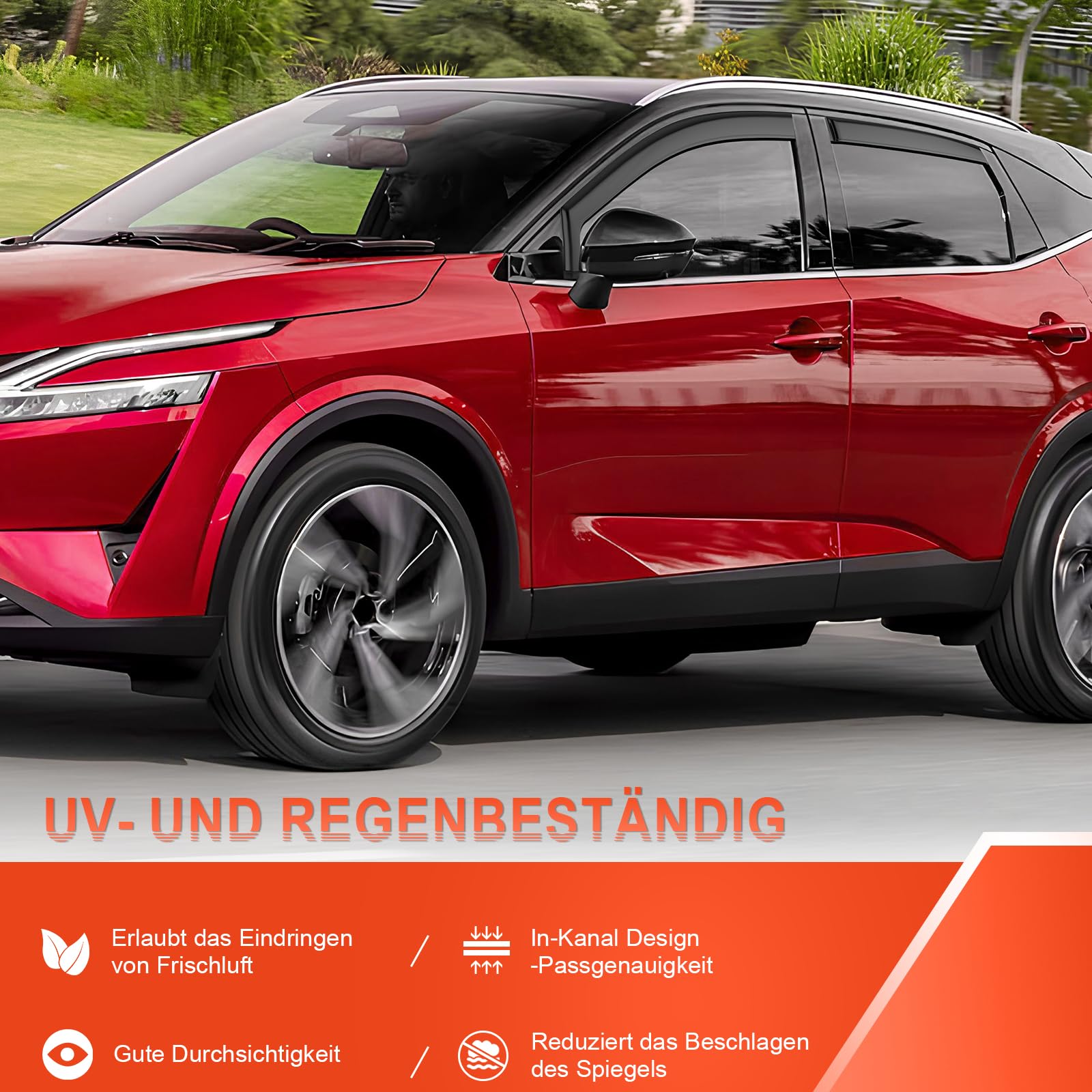 GEARMONSTER Deflectores de viento compatibles con Nissan Qashqai III 2021-2024 Protector de lluvia para ventana de coche, deflectores de lluvia integrados, deflectores de viento integrados, 4 unidades