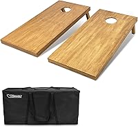 GoSports 4x2 ft Regulation Wooden Cornhole Boards Set - Light Brown Stain Finish, Carrying Case, Customizable for Tailgates & Parties
