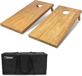GoSports 4x2 ft Regulation Size Wooden Cornhole Boards Set - Premium Light Brown Stain, Carrying Case