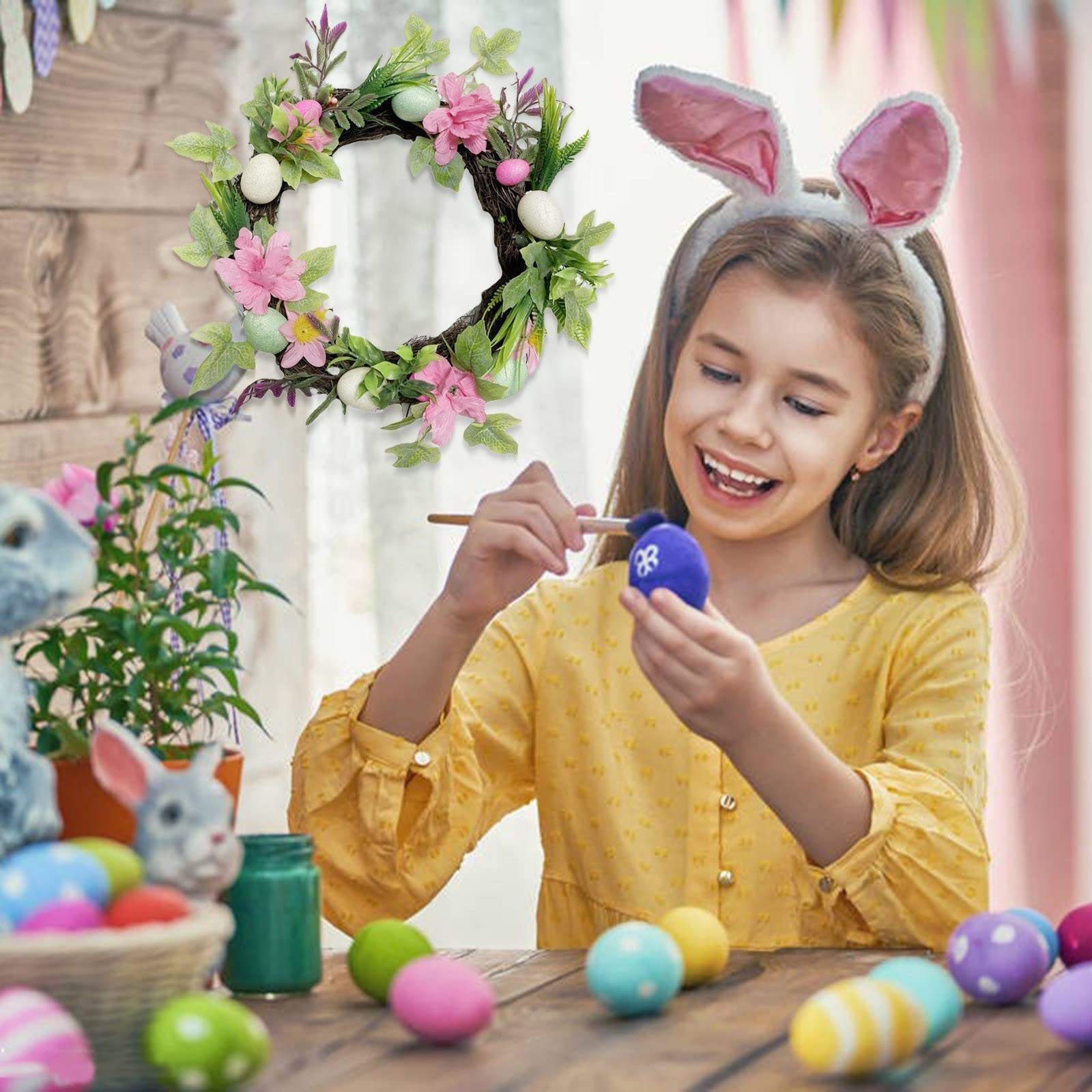 Ghirlanda Di Pasqua Con Coniglietto, Carote E Uova, Striscione Appeso Da 1 Metro, Per Decorazioni Primaverili
