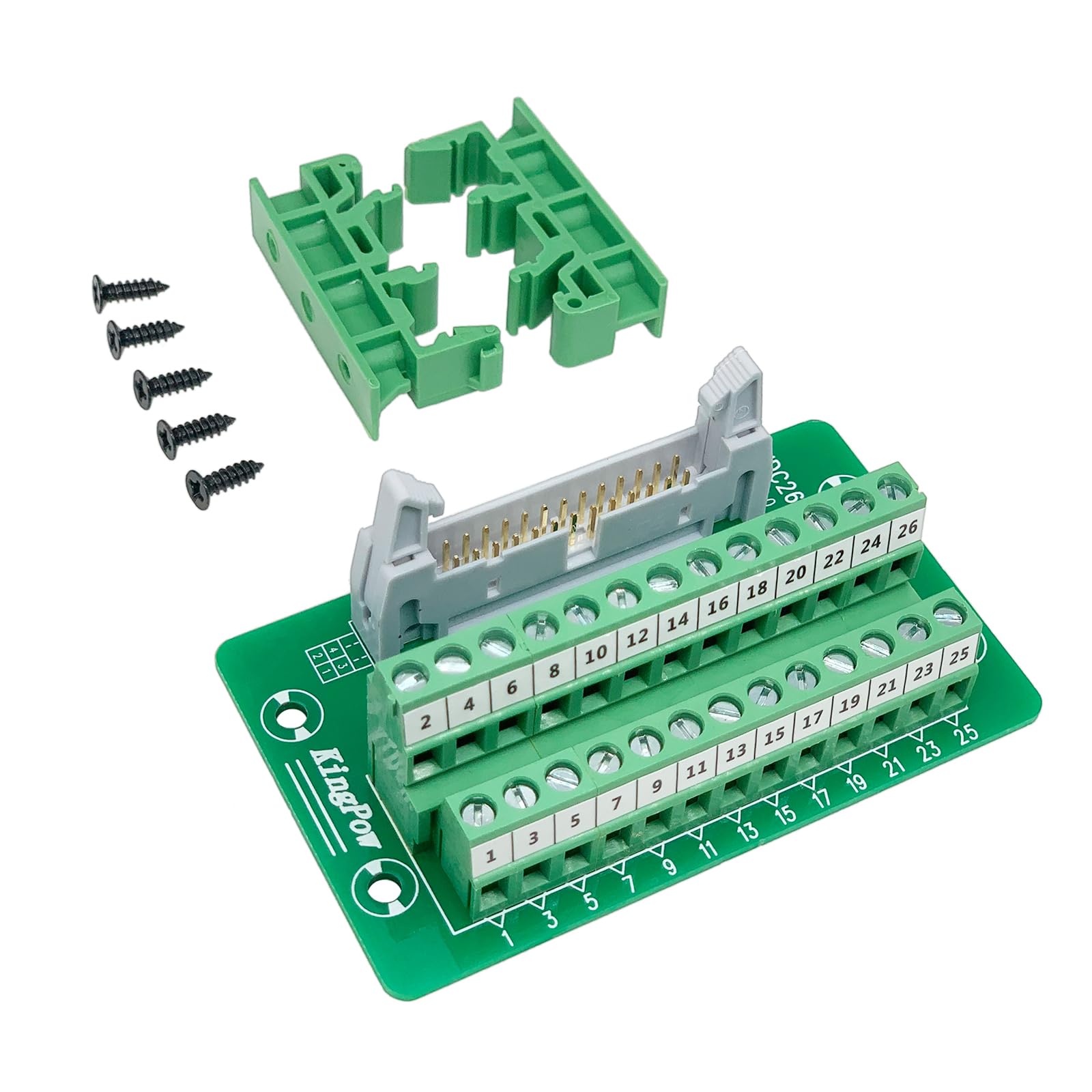 IDC26 Breakout Board 2x13 26Pins Male Header Terminal Block Connector with C45 DIN Rail Mounting feet for PLC MCU