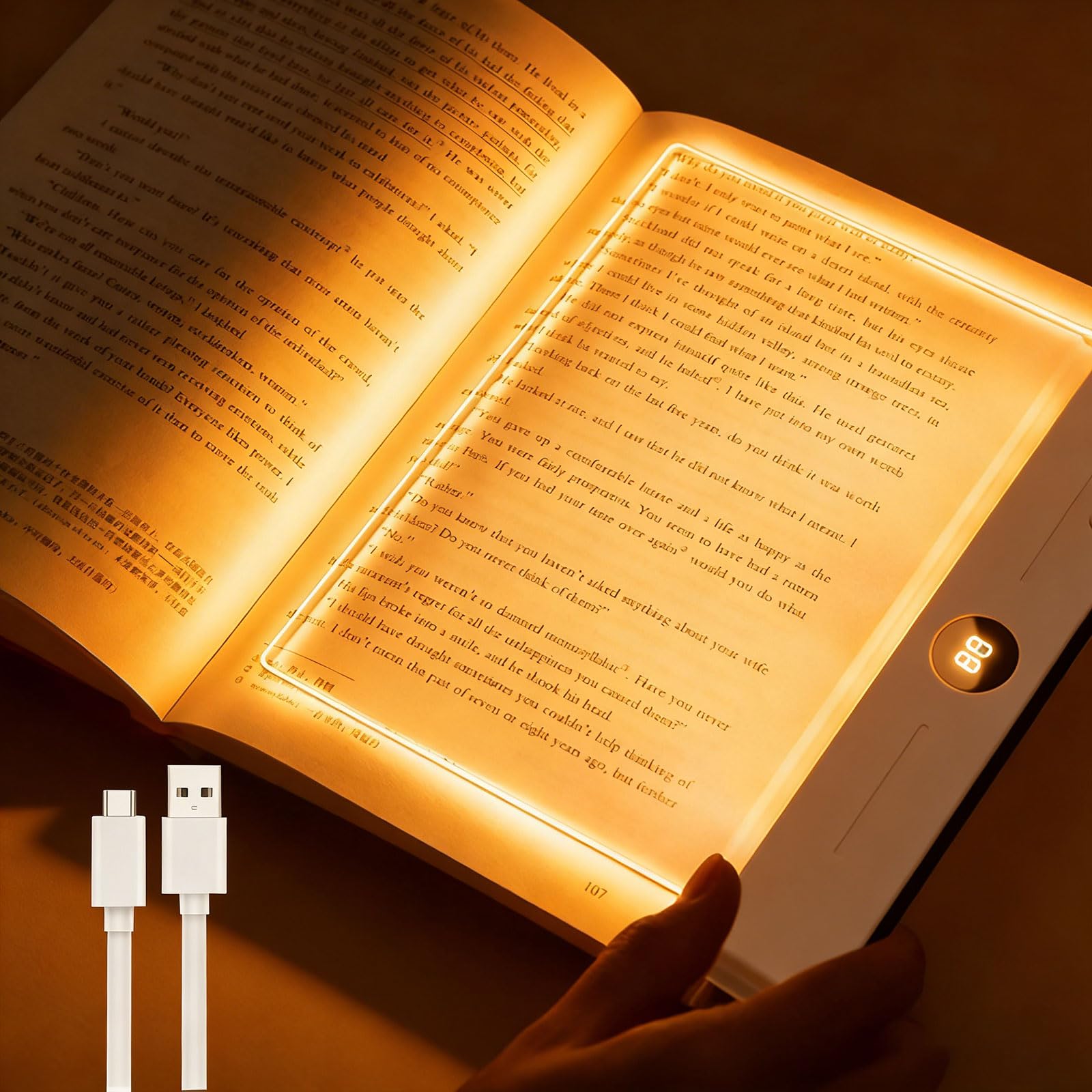 Clyfanesy Flat Book Light, Book Page Light with 3 Colors & Timer
