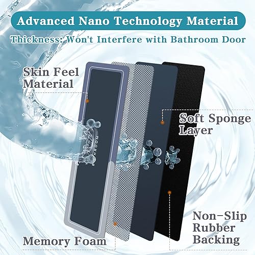 Miniatura 5 de Tapetes de baño de 17 x 70 pulgadas, tapete mágico modernizado de goma antideslizante de secado rápido, absorbente, alfombra de baño para ducha