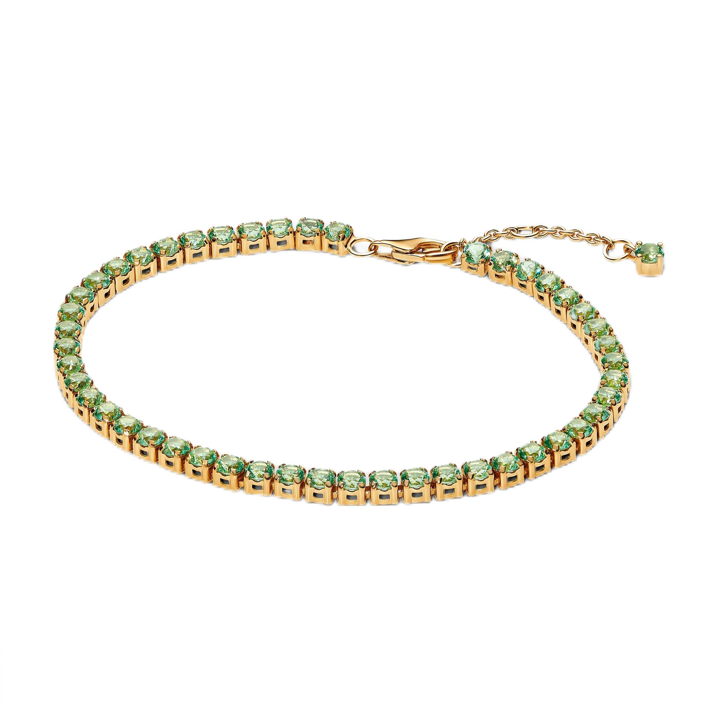 PANDORA Funkelndes Grünes Tennisarmband aus 14 Karat Vergoldung – Timeless Kollektion